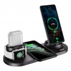 WS 6-in-1 Wireless  Charger Automatic Control Multi-port Charging Station Compatible For Iwatch Huawei Watch Mobile Phone WS5 Black [10W]
