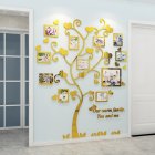 Wall Stickers Crystal Photo Frame Tree 3d Acrylic Living Room Bedroom Background Wall Decoration Golden_Medium 129*160cm