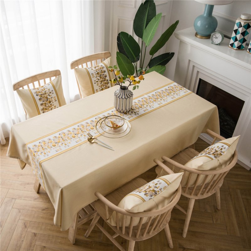 Waterproof Table  Cloth Decorative Fabric Embroidery Table Cover For Outdoor Indoor Beige stone embroidery_135*100cm