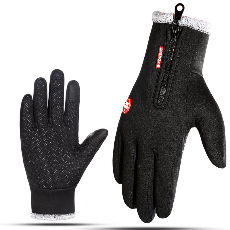 Winter Riding Gloves for Men Touch Screen Warm Windprood Thicken Simier Cotton Gloves black_M