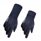 Winter Suede Warm Gloves For Men Women Thermal Thickened Full Finger Gloves For Outdoor Sports Cycling Men navy blue One size