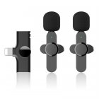 Wireless Microphone Clip on Mic Plug Play Lavalier Microphones For Interview Vlog Live Stream Video Recording black one for two
