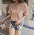 Women Casual Simple V Neck T shirt Lace Hollow Loose All match Tops Pink L