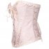 Women Corset Bustier Lingerie Bodyshaper Top Sexy Vintage Lace up Boned Overbust Strapless Corset Tops pink M