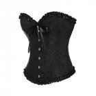 Women Corset Bustier Lingerie Bodyshaper Top Sexy Vintage Lace-up Boned Overbust Strapless Corset Tops black L