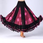 Women Dance Skirts Modern Waltz Standard Ballroom Dance Large Swing Practice Skirts For Stage Performance rose red S