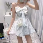 Women Girls Summer Sweet Dress Bow Design Sleeveless High Waist Dating Cute Fashion Ball Gown Princess Dress white M