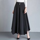 Women Irregular Cropped Pants Trendy Elegant High Waist Large Size Casual Loose Solid Color Wide-leg Pants black 3XL