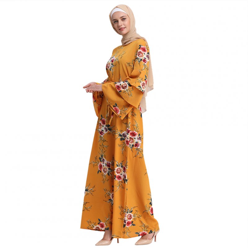 Women Long Maxi Dresses Fashionable Printing Large Hem Dress