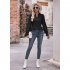 Women Long Sleeves Shirt V Neck Casual Solid Color Loose Blouse Elegant Hollow out Pullover Tunic Tops bean paste color M