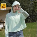 Women Long Sleeves Sun Protection Shirt Ice Silk Breathable Thin Hooded Jacket For Outdoor Fishing Hiking 8311 bean green one size
