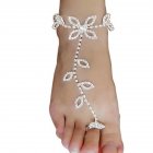 Women Lucky Clover Rhinestone Anklet Barefoot Sandals Beach Foot Chain Jewelry Accessory Circumference 8 4cm