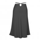 Women Maxi Skirt Wrap Pencil Zipper Long Skirts Slim Fit Solid Color Lace-up Bodycon A-line Skirt black L