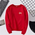 Women Men Long Sleeve Round Collar Loose Sweatshirts for Casual Sports  red_M