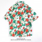 Women Men Summer Short Sleeve Floral Shirt Comfortable Button Up Lapel Collar Retro Loose Casual Tops H803 M