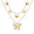 Women Necklace Double layer Butterfly Pendant Alloy Clavicle Necklace Retro Chain Jewelry A08 07 30 Gold