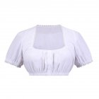 Women Oktoberfest Ethnic Style Solid Color All-match Lace Short Tops white_L