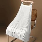 Women Satin Pleated Skirt Summer Thin High Waist Elegant Simple Solid Color Midi Skirt White M