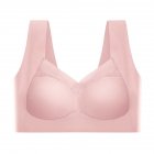 Women Seamless Bra Unpadded Full Cup Adjustable Straps Sports Vest Style Underwear pink 3XL