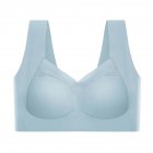 Women Seamless Bra Unpadded Full Cup Adjustable Straps Sports Vest Style Underwear light blue XXL