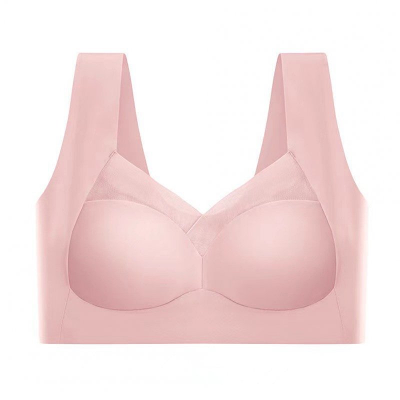 Women Seamless Bra Unpadded Full Cup Adjustable Straps Sports Vest Style Underwear pink L