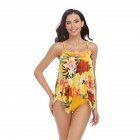 Women Split Bikini Swimsuit Sexy Backless High Waist Quick-drying Swimwear For Beach Hot Spring J2314 mesh yellow S