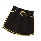 Women Sports Shorts Summer Trendy High Waist Casual Breathable Wide-leg Shorts With Pocket black M