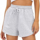 Women Summer Shorts Elastic High Waist Breathable Athletic Shorts With Pockets For Running Fitness Training grey M