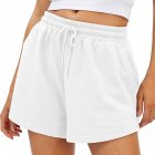 Women Summer Shorts Elastic High Waist Breathable Athletic Shorts With Pockets For Running Fitness Training White S