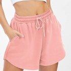 Women Summer Shorts Elastic High Waist Breathable Athletic Shorts With Pockets For Running Fitness Training pink M
