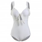 Women Swimsuit High-waist Solid Color Sexy Conservative Swimsuit white_xl