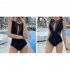 Women Swimsuit Nylon Sexy Open Back See through Mesh One piece Bikini Swimwear For Summer Beach Holiday black L