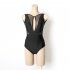 Women Swimsuit Nylon Sexy Open Back See through Mesh One piece Bikini Swimwear For Summer Beach Holiday black L