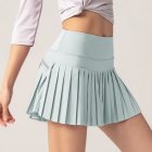 Women Tennis Skirt Outdoor Culottes Quick-drying Breathable High Waist Sports Shorts Pleated Skirt For Running Fitness Light blue L