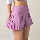 Women Tennis Skirt Outdoor Culottes Quick-drying Breathable High Waist Sports Shorts Pleated Skirt For Running Fitness Bright purple M