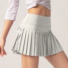 Women Tennis Skirt Outdoor Culottes Quick-drying Breathable High Waist Sports Shorts Pleated Skirt For Running Fitness Light gray S