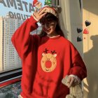 Women Thickened Lamb Wool Coat Christmas Sweater Loose Round Neck Long Sleeve