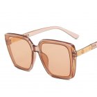 Women Trendy Large Frame Sunglasses Retro Square Frame Sunscreen Glasses For Summer Beach transparent brown frame lens