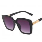 Women Trendy Large Frame Sunglasses Retro Square Frame Sunscreen Glasses For Summer Beach black frame gray lens