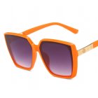 Women Trendy Large Frame Sunglasses Retro Square Frame Sunscreen Glasses For Summer Beach Orange frame gray lens
