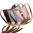 Women's Concise Soft PU Tassels Shoulder Bag Satchel Crossbody Bucket Bag Handbag