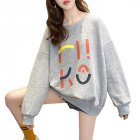 Women's Hoodie Spring and Autumn Thin Loose Pullover Long-sleeve  Hooded Sweater Gray _XL