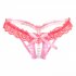 Women s  Thong Lace  Hollow  Sexy Open Crotch Transparent  Stretch T pants With  Pearl Massager red