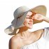 Women s Travelling Seaside Sunscreen Sunbonnet Foldable Wide Brim Beach Straw Hat with Bowknot