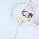 Wooden Beads Plush Ball Garland with Tassel <span style='color:#F7840C'>Wall</span> <span style='color:#F7840C'>Decoration</span> Photography Props Tassel white