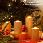 Wooden Candle Light Usb Rechargeable Air Blowing Candle Lamp Led Night Light