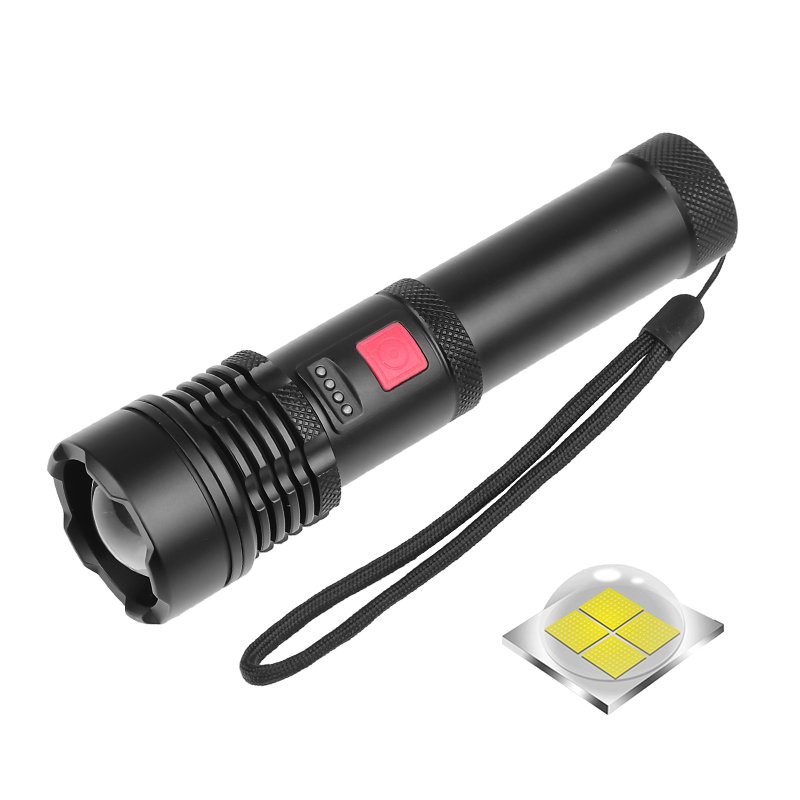 XHP 50 LED Flashlight USB Rechargeable Torch with Battery for Outdoor Camping black_Model 1478