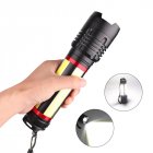 XHP 70+COB LED High Bright USB Rechargeable Flashlight with Battery Reminder Function black_A119
