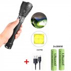 XHP90 LED 3 Modes Dimming Flashlight High Brightness USB Charging Torch with 2 Batteries black_2x18650 battery