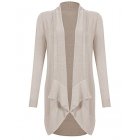 YesFashion Women's Fashion Long Sleeve Drapped Open-Front Shawl Collar High Low Knit Cardigan